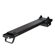 Black metal slide-out cargo tray for Saris Cyclin MHS 3-bike base hitch system