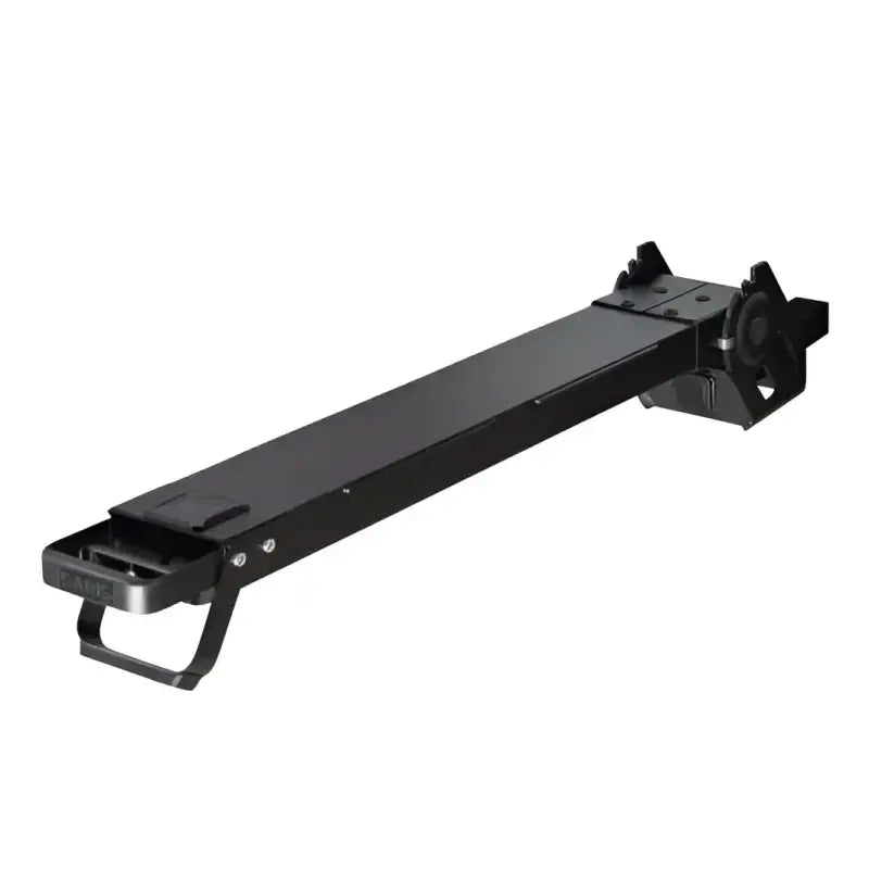 Black metal slide-out cargo tray for Saris Cyclin MHS 3-bike base hitch system
