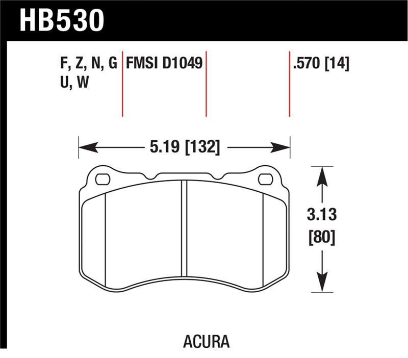 Hawk Performance HB530G.570 Hawk 07-08 Acura TL Type S DTC-60 Race Front Brake Pads