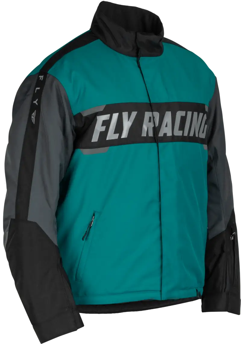 Teal and gray Fly Racing Outpost Jacket Black/Teal/Orange 2x for motorcycle riding