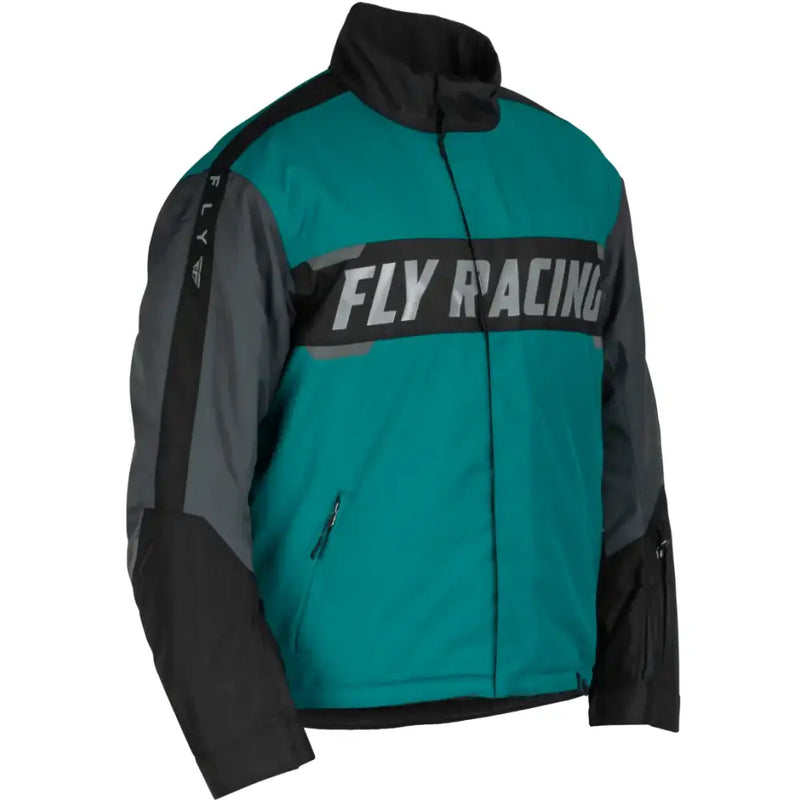 Teal and gray Fly Racing Outpost Jacket Black/Teal/Orange 2x for motorcycle riding