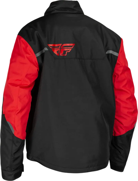 Outpost Jacket Black Red Sm with logo, perfect for outdoor adventures
