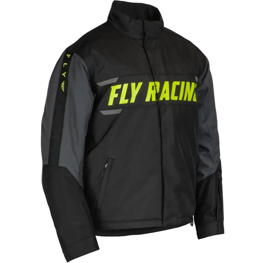 Black and gray Fly Racing Outpost Jacket showing off the stylish outpost jacket black design