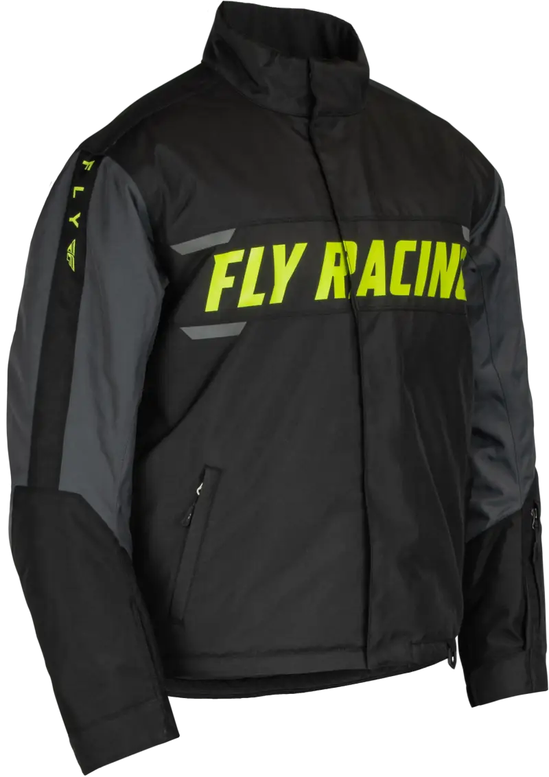 Black and gray Fly Racing Outpost Jacket Black Grey Hi Vis for versatile riding style