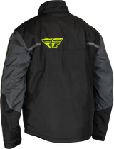 Black and gray Outpost Jacket with yellow logo, perfect jacket black grey style