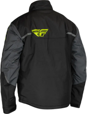 Black and gray Outpost Jacket with yellow logo, perfect jacket black grey style