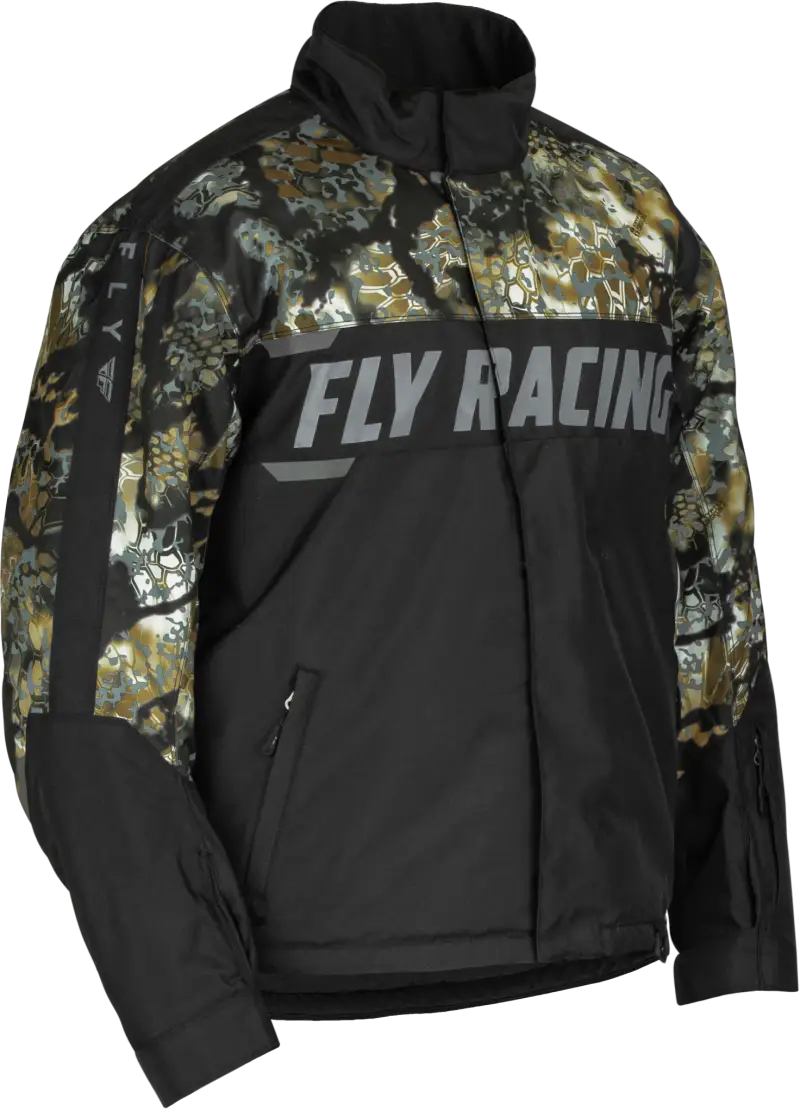 Camouflage and black Fly Racing outpost jacket obskura skyfall 470-55042X style