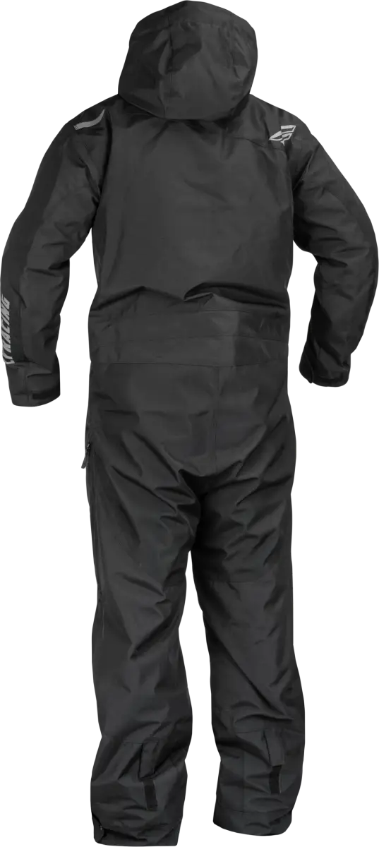 Black waterproof venture monosuit for outdoor adventures in Venture Monosuit Black style