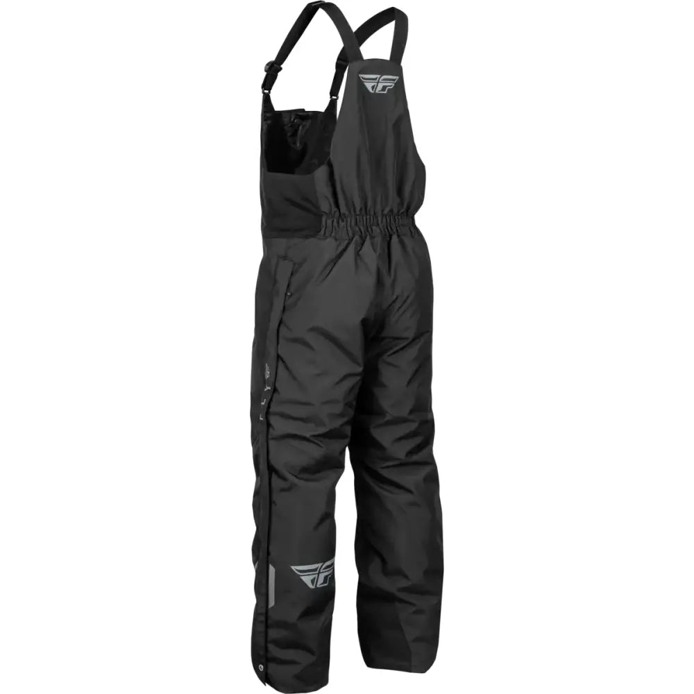 Black insulated Outpost Bib with adjustable straps and elastic waist for outdoor warmth
