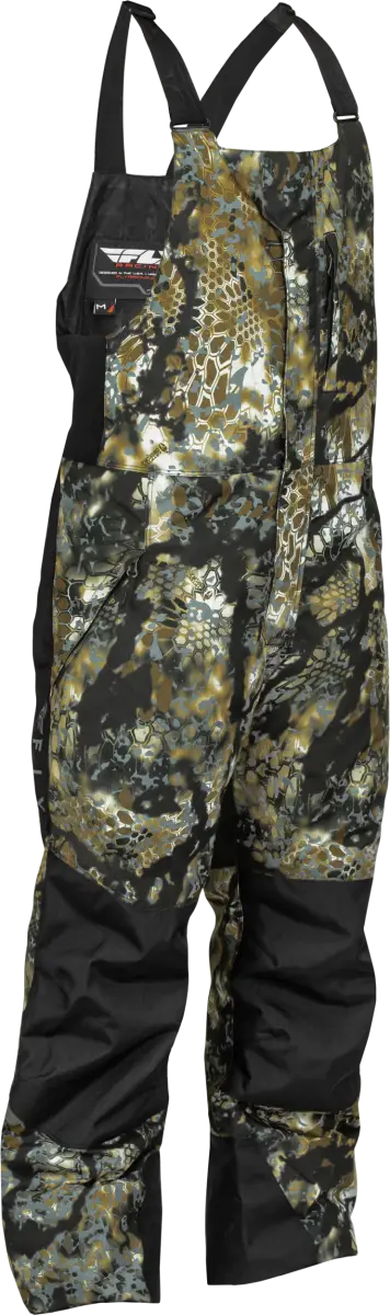Camouflage bib overalls from Outpost Bib Obskura Skyfall line for rugged outdoor gear