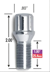 Chrome lug bolt with dimensions for 47020N Gorilla cone seat lock set