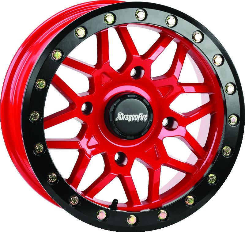 DragonFire Racing 523208 DragonFire Racing Typhon Wheel 15X6 4/156 5+1 +40 Machined Red - 523208