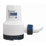 White and blue Attwood Marine bilge pump with side outlet and high flow rate