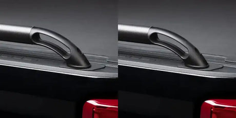Black nylon boss locker side rails for truck bed, part of Putco Black Nylon series
