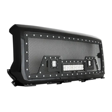 Black mesh grille with LED lights for Paramount Black Evomesh packaged grill upgrade