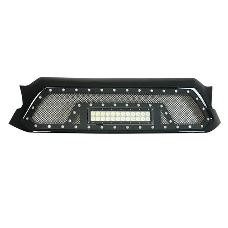 Black Evomesh packaged grill with LED light bar for Paramount Black Evomesh trucks