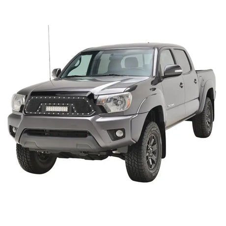 Gray pickup truck with Paramount Black Evomesh packaged grill and LED headlights