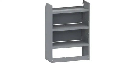 Gray metal shelving unit with shelf lip, perfect for RV parts & accessories or truck parts