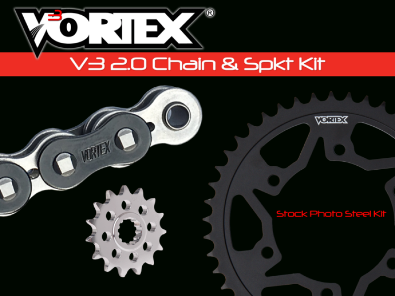Vortex Racing V3 2.0 Chain and Sprocket Kit 2924-15,454S-40,525SX3-108- Black - Vortex Racing