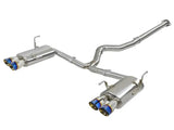 Stainless steel AFE Cat-Back Exhaust System 49-36801-L with blue-tipped mufflers