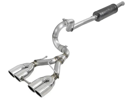 Stainless steel AFÉ 49-38071-P cat-back exhaust with quad tips for powerful sound