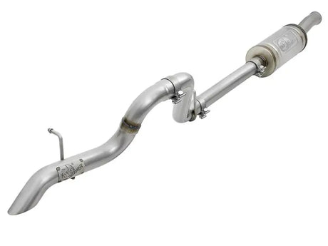 Silver metal exhaust system from AFE Mach Force-Xp 2.5In for better sound and performance