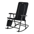 49597H Faulkner Dakota Folding Rocking Chair in sleek black with sturdy frame and side pocket.