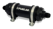 Fuelab 82802-1 Fuelab 828 In-Line Fuel Filter Long -8AN In/Out 10 Micron Fabric - Black