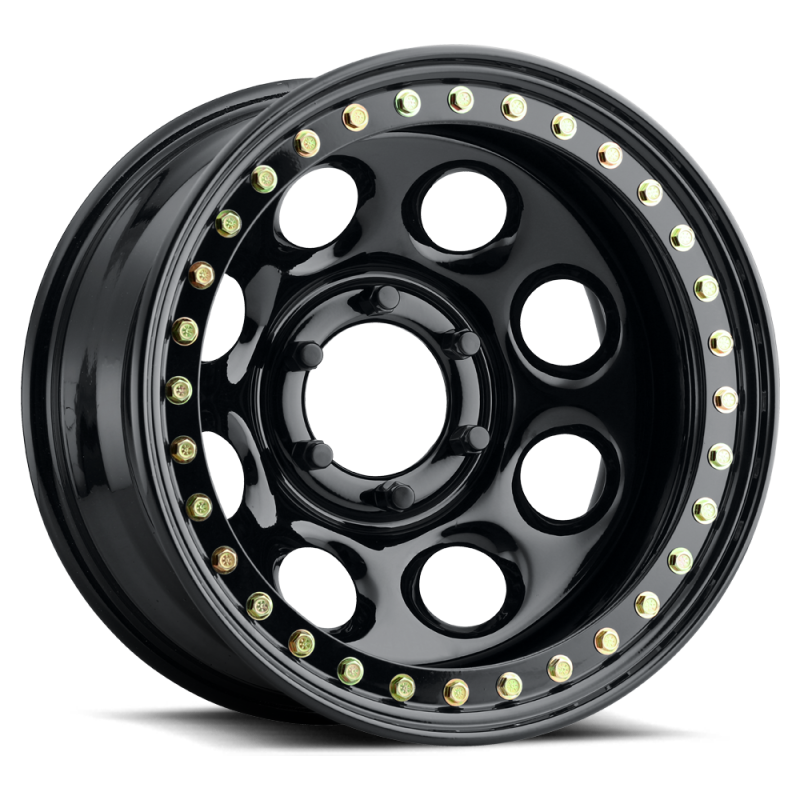 Raceline RT8178012 Raceline RT81 Rock 8 17x8in / 5x114.3 BP / -25mm Offset / 83.82mm Bore - Gloss Black Beadlock Wheel