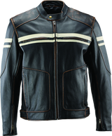 River Road Hoodlum Vintage Leather Jacket Black - XL - 094385
