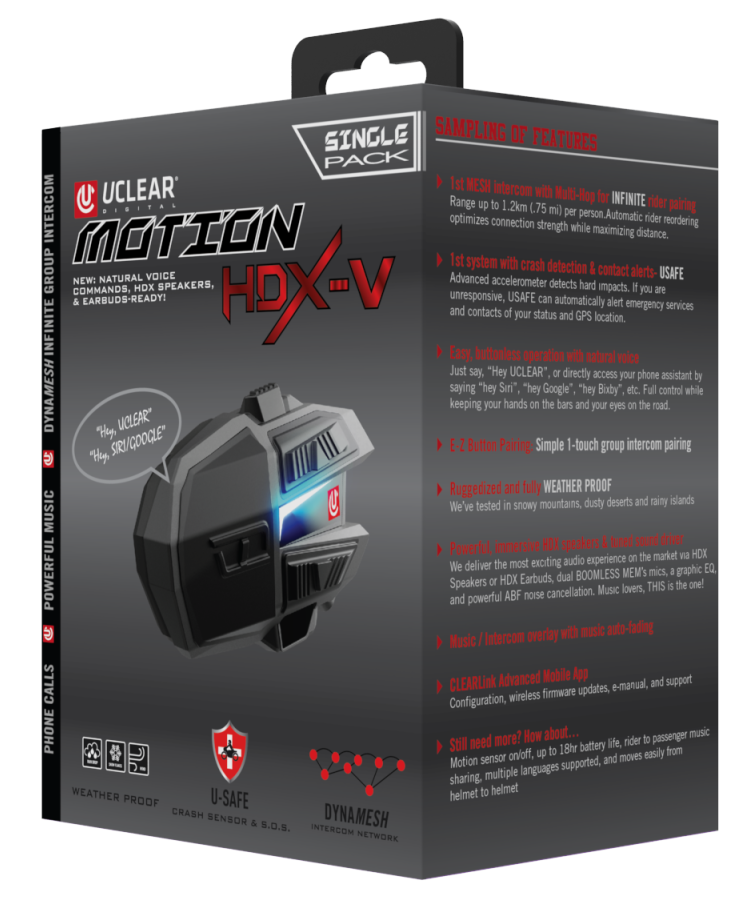 Uclear HDX-V Helmet Audio Kit Audio/Visual/Communication 180512 - Motion HDX-V Single Single