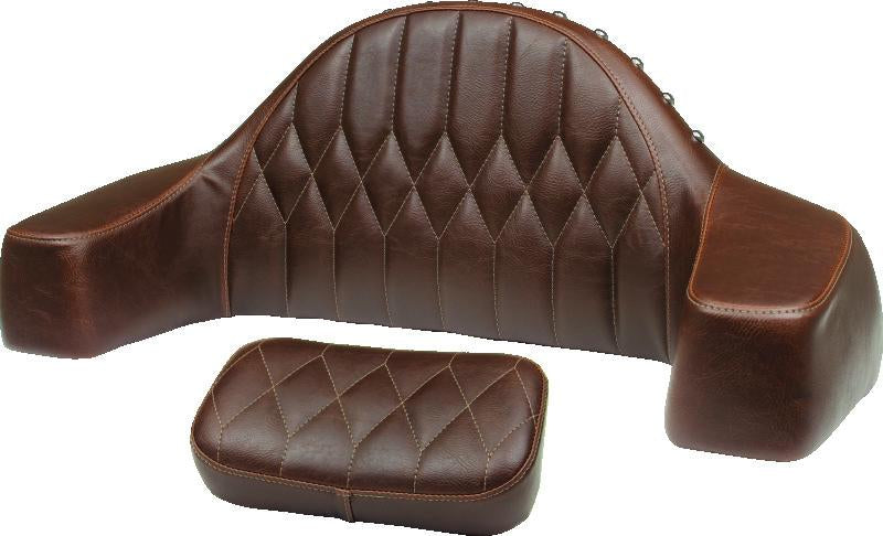 Mustang Motorcycle 76021 Mustang 14-21 Indian Chieftain,Chief,Dk Horse,Roadmaster,Vint Pass Backrest w/Diam Stitch - Brown