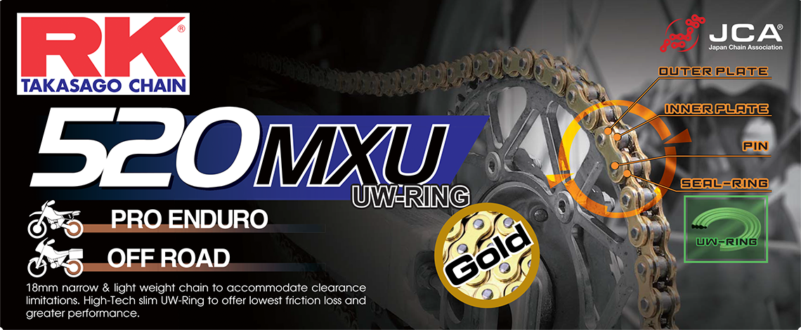 RK Excel MXU Gold Drive Chain GB520MXU-120 - Gold GB520MXU 520 120