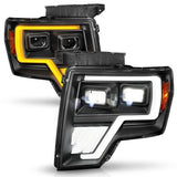 111606 ANZO 09-14 Ford F-150 Full LED Proj Headlights w/Initiation Feature - Black 