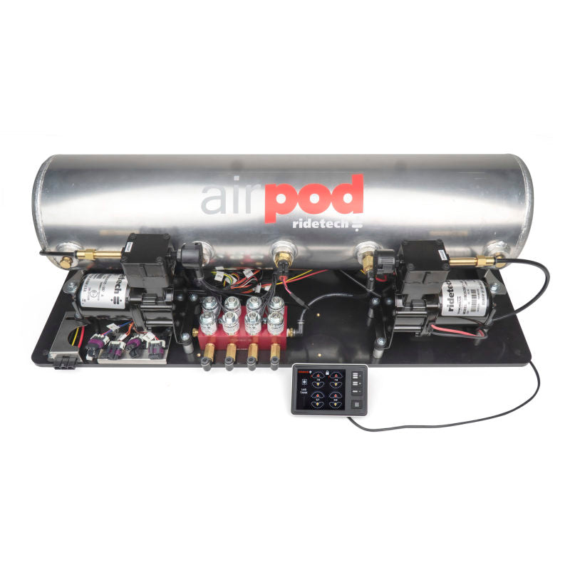Ridetech 30514100 Ridetech RidePro E5 Air Ride Suspension Control System 5 Gallon Dual Compressor AirPod 1/4in Valves - 30514100