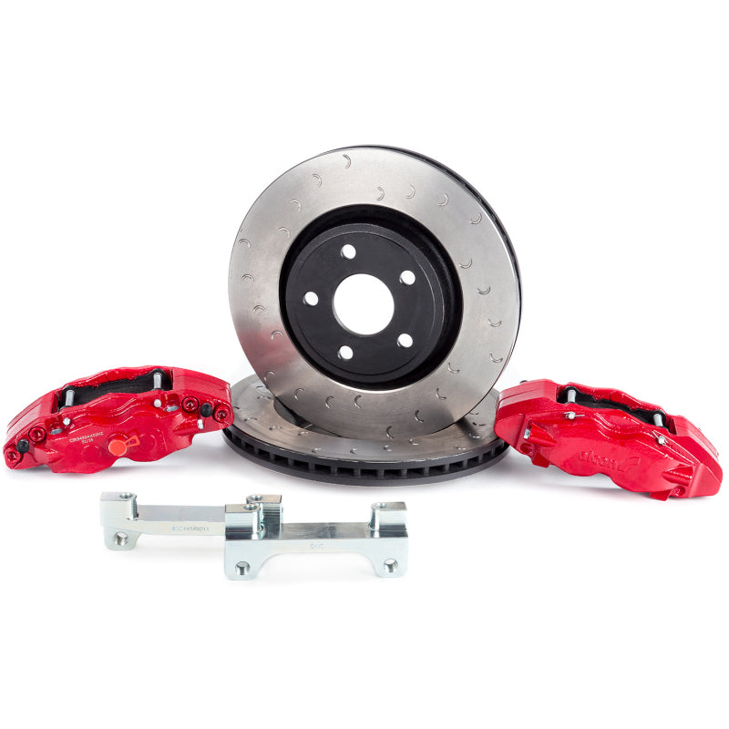 Alcon 07+ Jeep JK w/ 5x5.5in Hub 357x32mm Rotor 4-Piston Red Calipers Front Brake Upgrade Kit - BKF5459AX13