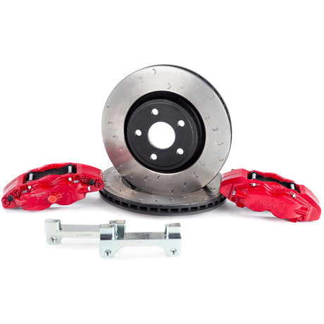 Alcon 07+ Jeep JK w/ 5x5.5in Hub 357x32mm Rotor 4-Piston Red Calipers Front Brake Upgrade Kit - BKF5459AX13