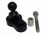 Black motorcycle mirror mount kit with single bolt, ball joint, silver spacer, screw