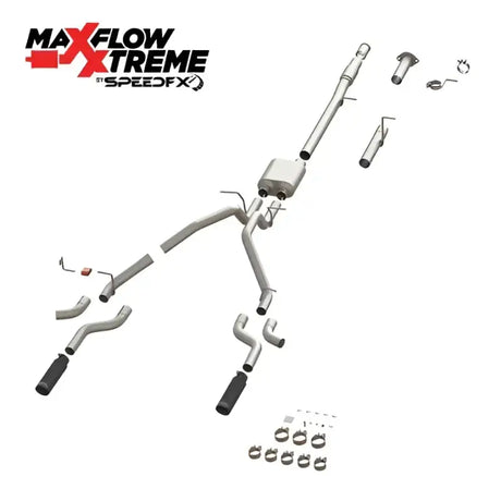 Automotive exhaust system for Silverado featuring Speedfx Cat-Back Exhaust System
