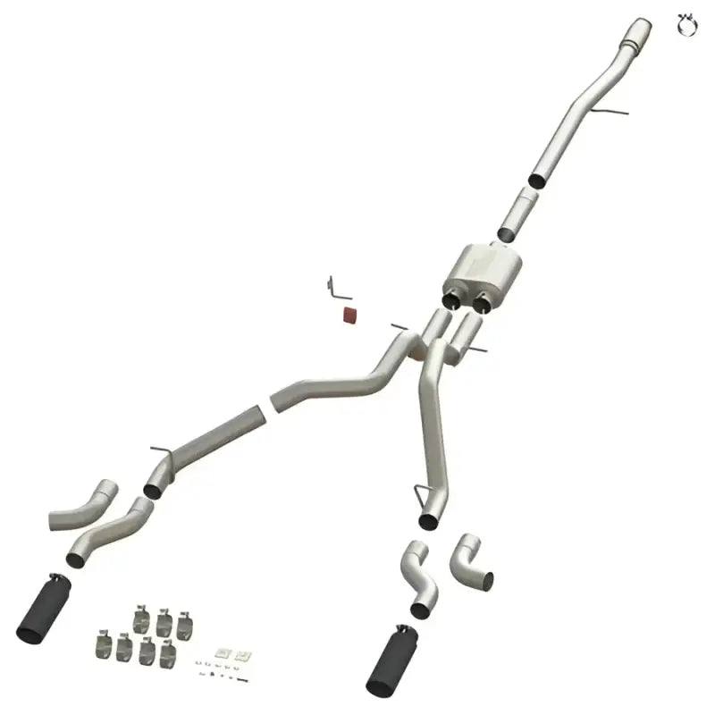 Dual exhaust system on 50101 Speedfx Cat-Back Exhaust Silvrd Sierra pickup truck