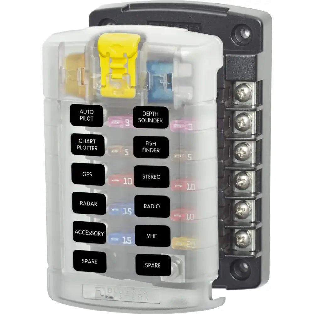 5029-BSS Blue Sea Fuse Block Stblade 12Circ W/Cvr