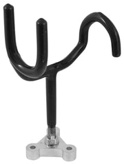 Black metal fishing rod holder made from marine wire for secure fishing rods