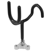 Black metal fishing rod holder made from marine wire for secure fishing rods