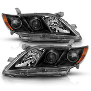 ANZO 121539 ANZO 2007-2011 Toyota Camry Projector Headlight Black Amber