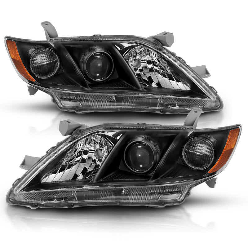 ANZO 121539 ANZO 2007-2011 Toyota Camry Projector Headlight Black Amber