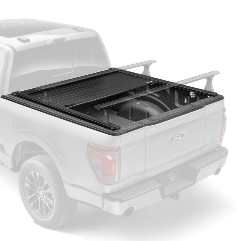Keystone T-80455 Tonneau Cover Manual Retractable; Key Lockable; Black Matte; Aluminum; With Trax Rail System; Without Stake Pocket Cutouts