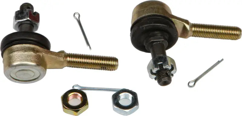 Two tie rod ends with hardware.