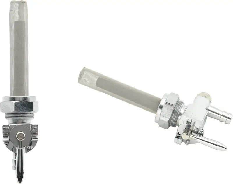 Chrome fuel petcock with integrated filter screen for high flow fuel and easy control
