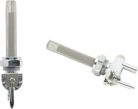 Chrome fuel petcock with integrated filter screen for high flow fuel and easy control