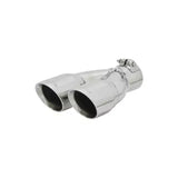Chrome dual exhaust tip with clamp on Speedfx -12an hose end, fits -12an gear